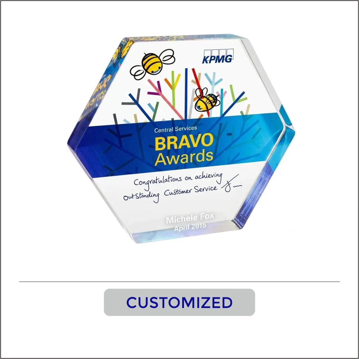 Custom Hexagon Recognition Award - CTM-010