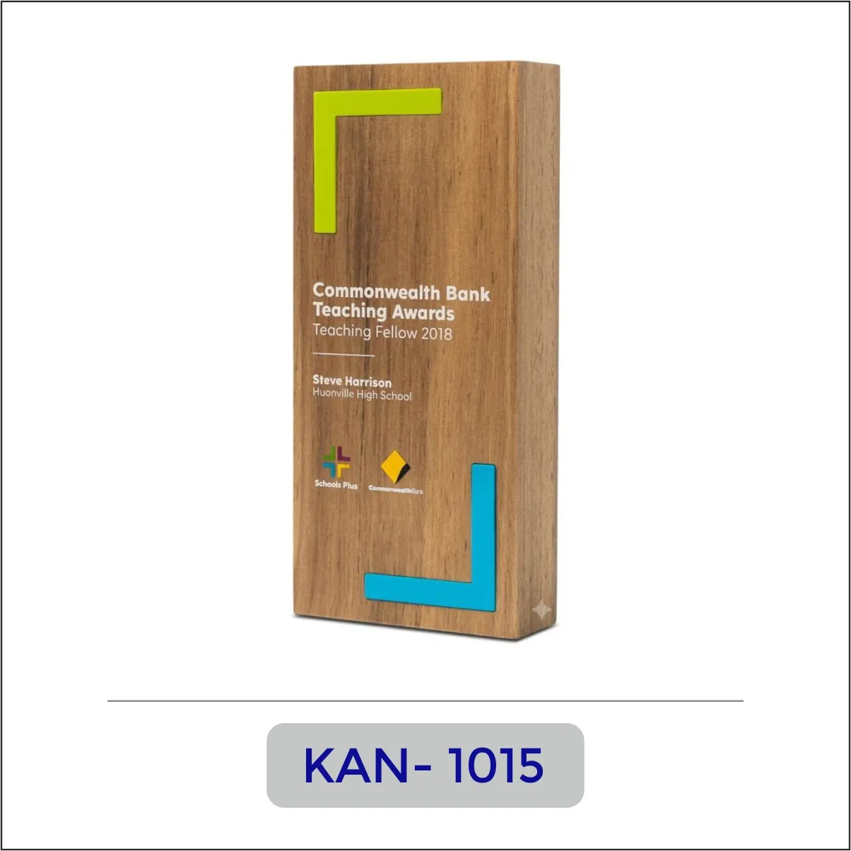 Wooden Award Plaque with Colour Accents - KAN-1015