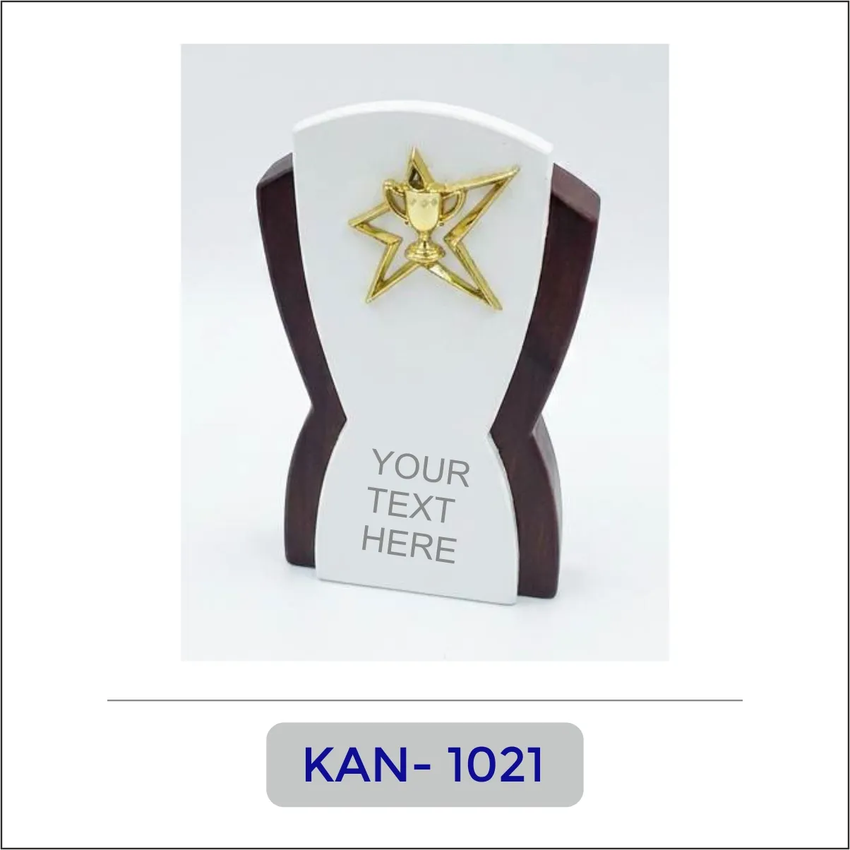 Wooden Star Award with White Panel - KAN-1021