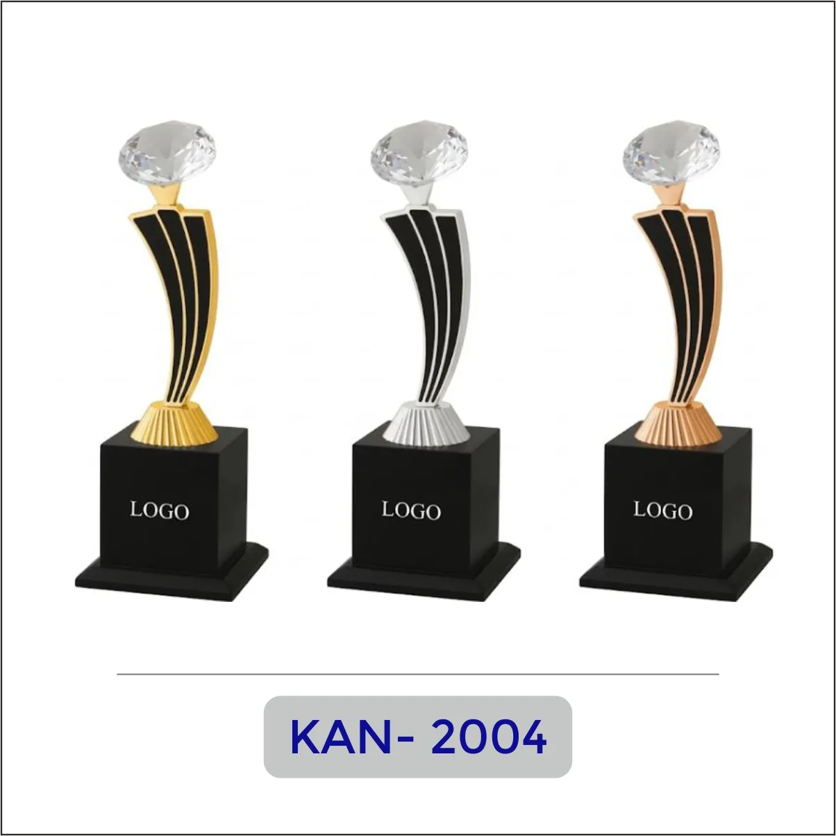 Modern Crystal-Top Metal Trophy - KAN-2004