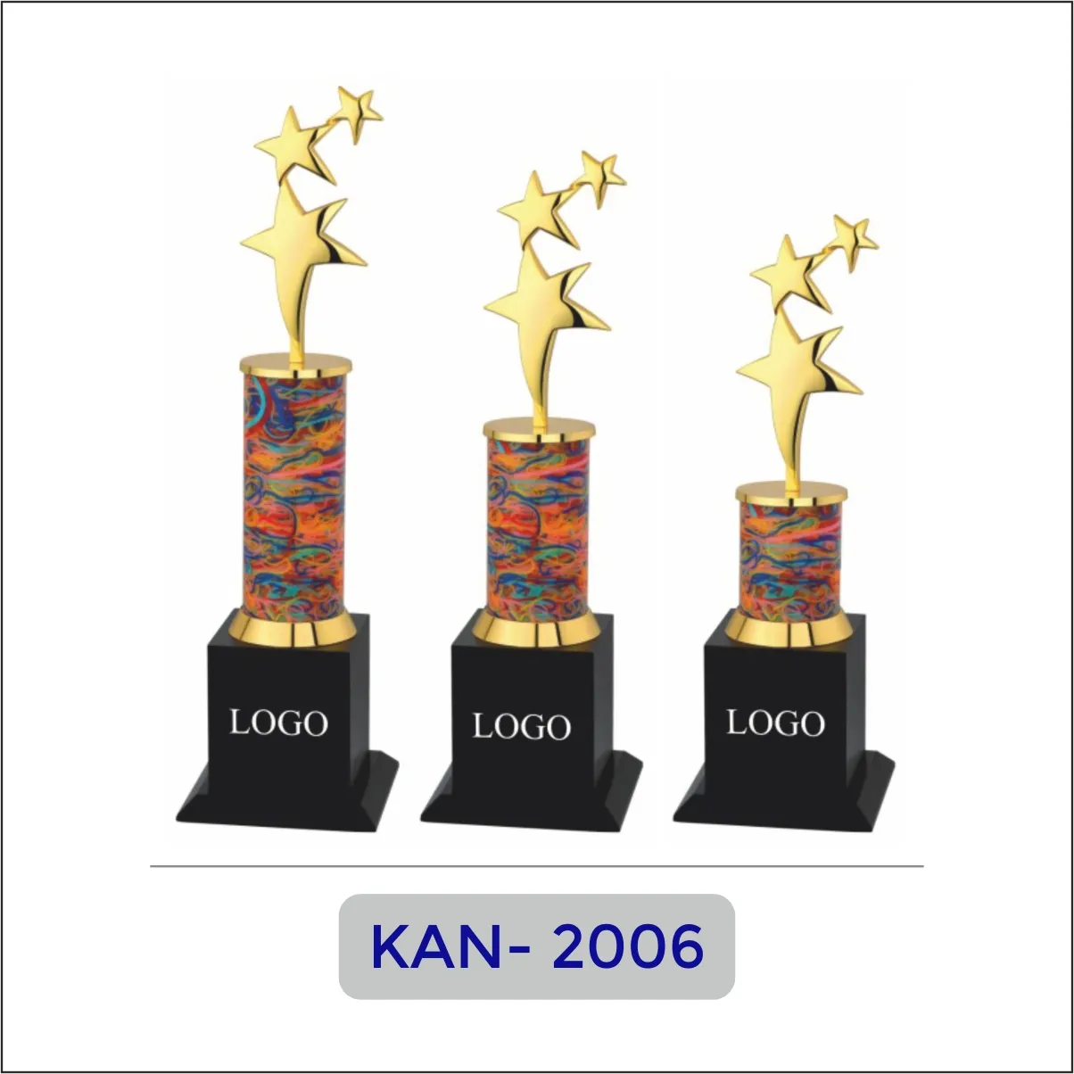 Star Metal Trophy with Printed Column - KAN-2006