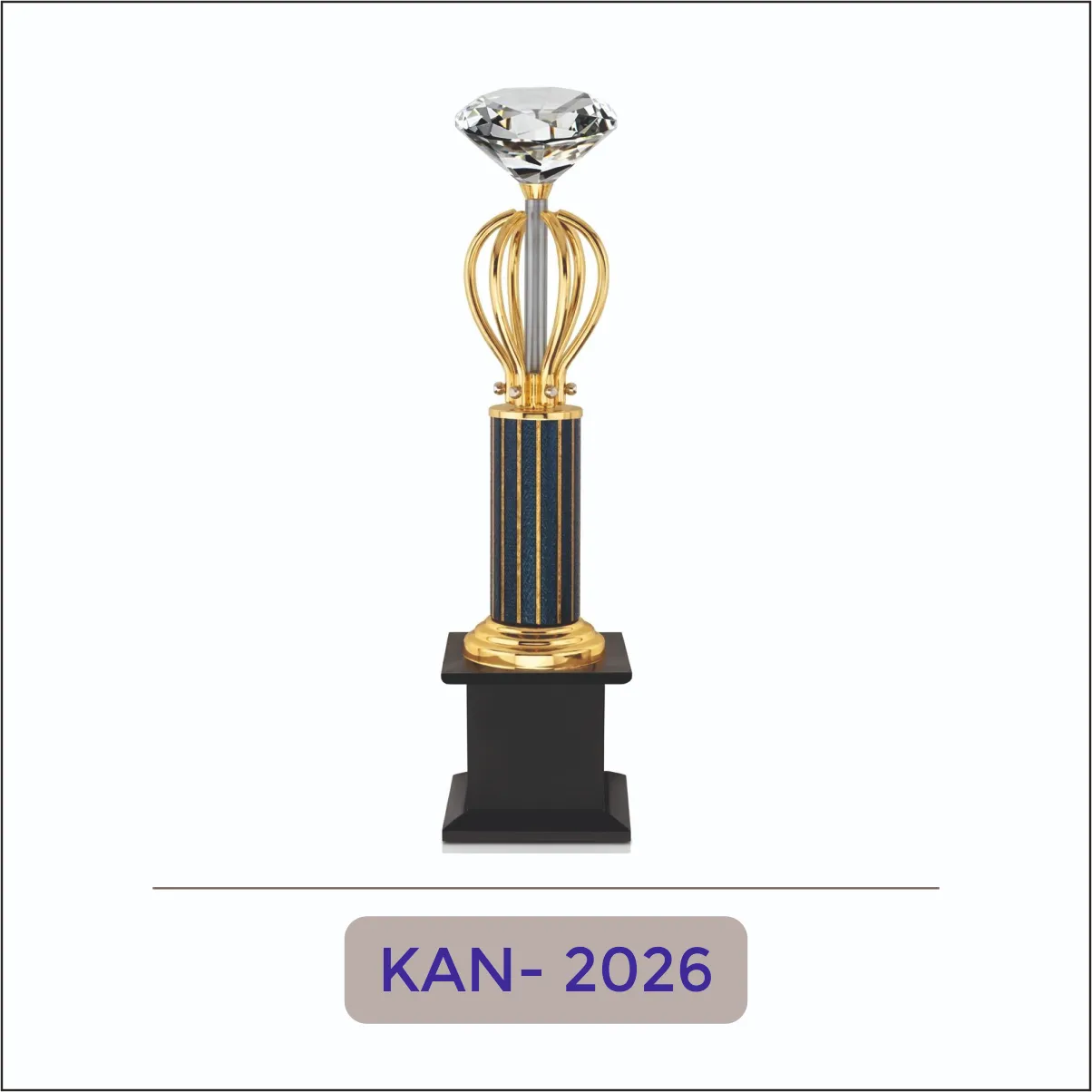 Crystal Column Metal Trophy - KAN-2026