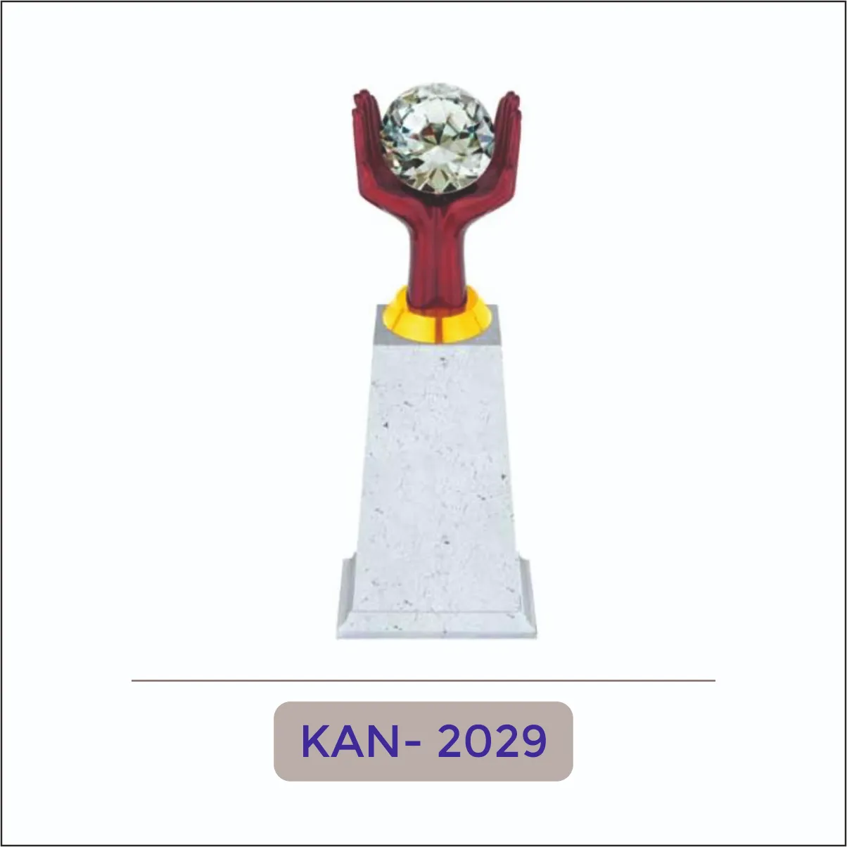 Hands Globe Metal Trophy - KAN-2029