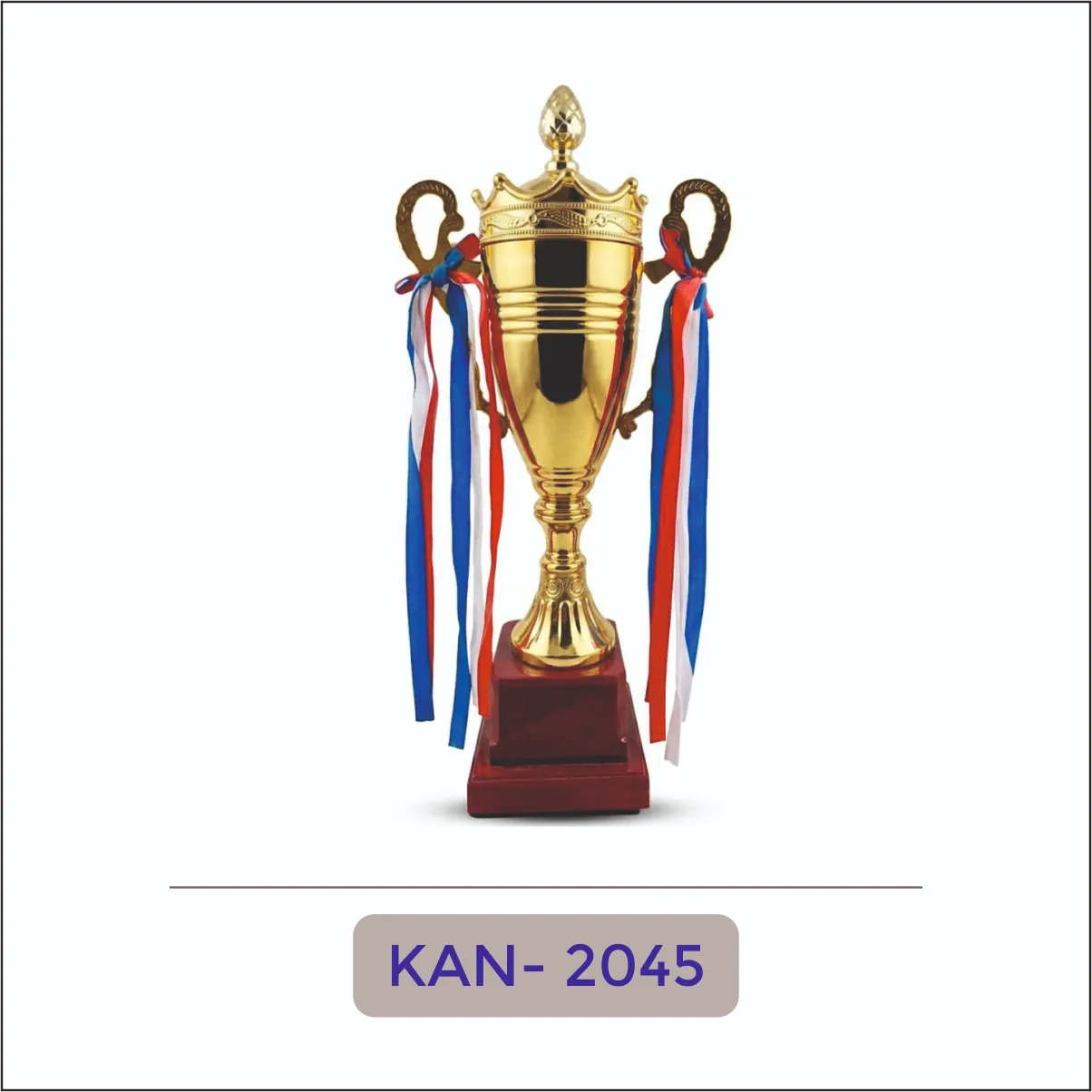 Gold Cup Trophy with Lid and Ribbons - KAN-2045