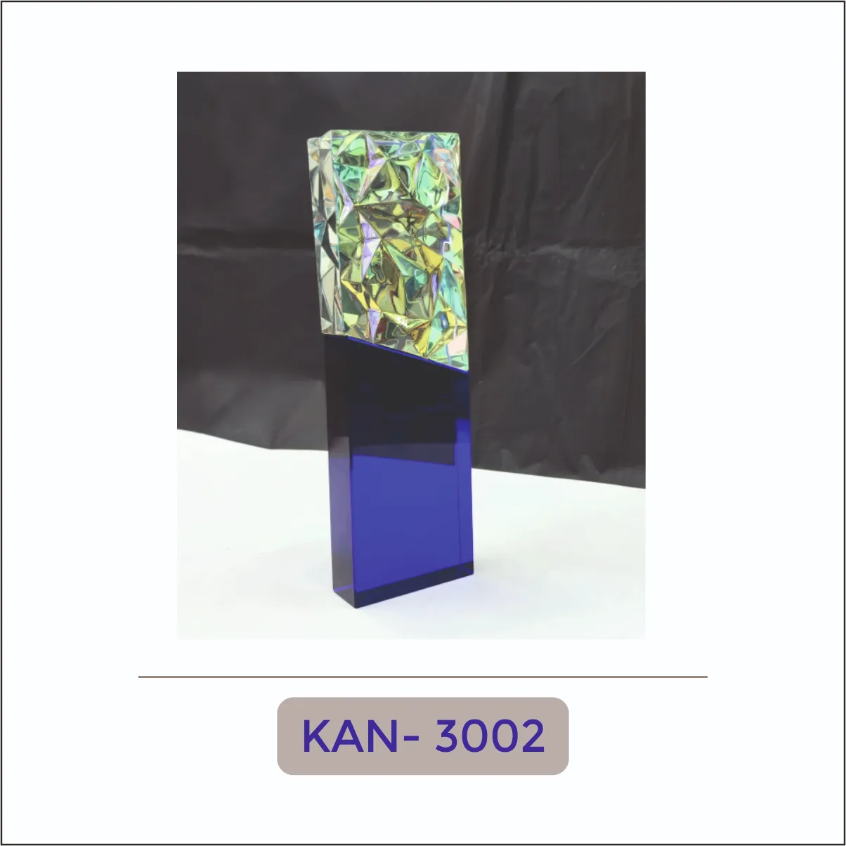 Blue Accent Crystal Award - KAN-3002