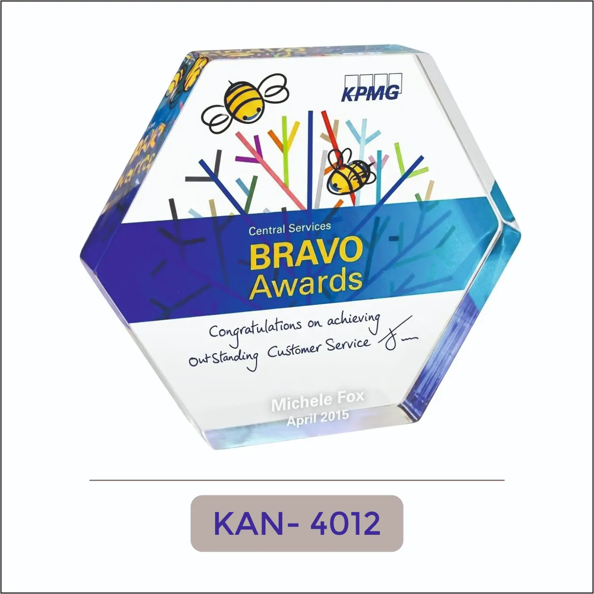 Printed Acrylic Hexagon Award - KAN-4012